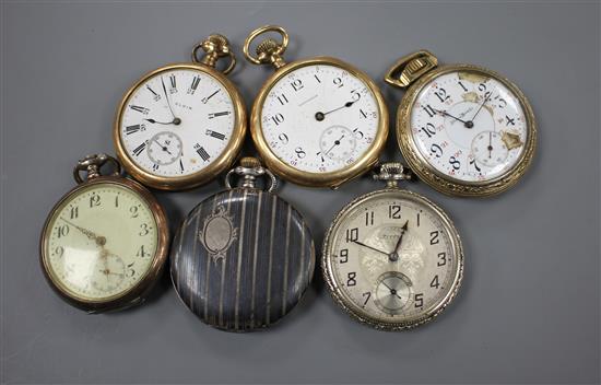 Five assorted pocket watches and a Niello cased hunter pocket watch